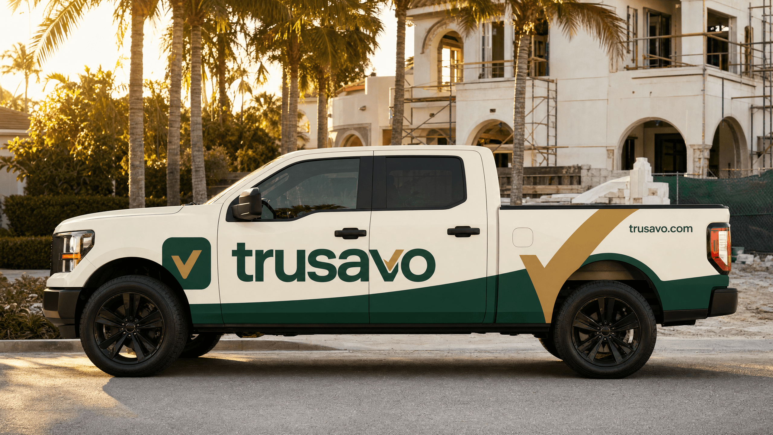 Trusavo-wrapped truck at a South Florida job site